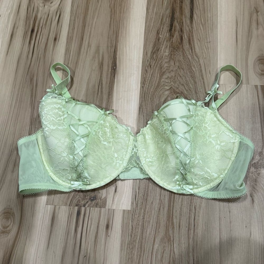 Adore Me Light Lime Green Underwire Bra With Bow Women’s 46DDD